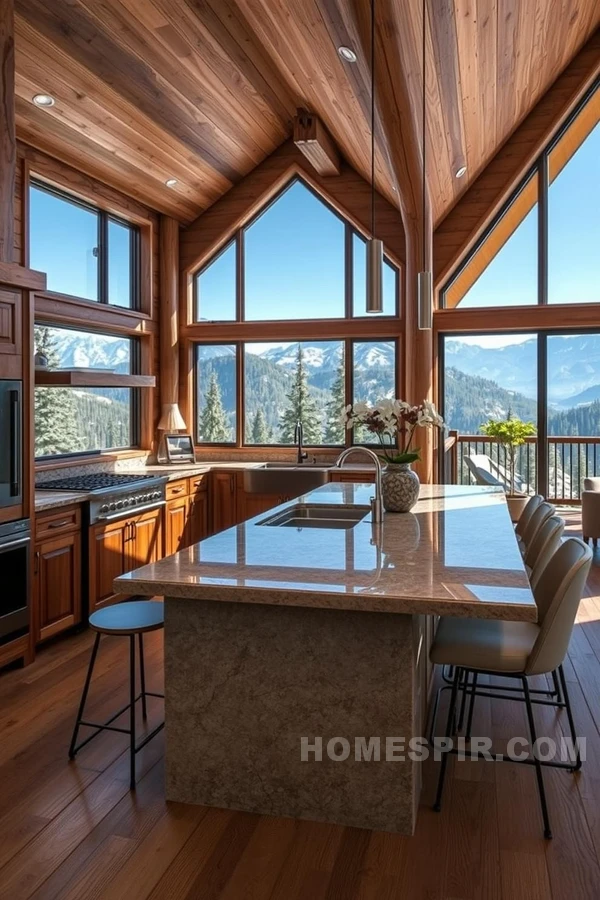 Mountain Views from Elegant Cabin Kitchen