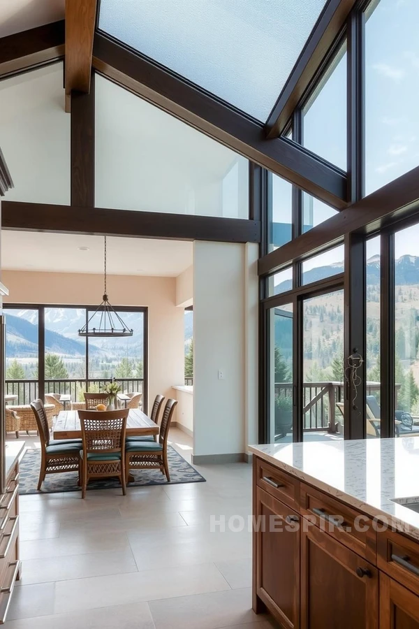 Mountain Views in Connected Kitchen Space