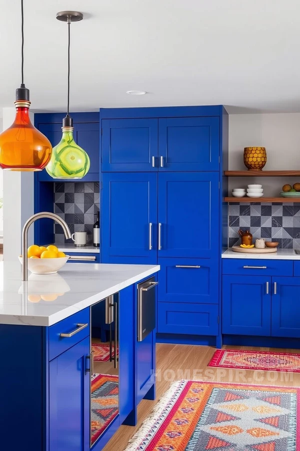 Multicolor Pendant Lights in Vibrant Kitchen