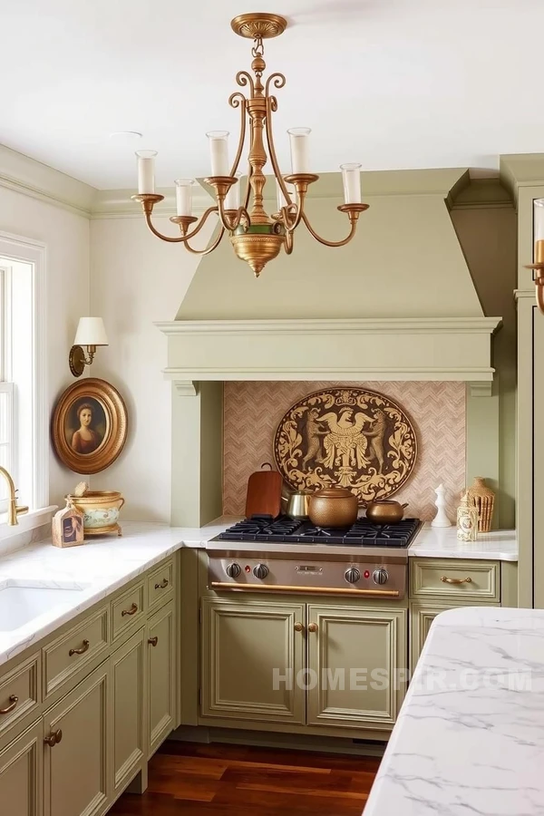 Muted Sage Green Cabinets in Timeless Kitchen