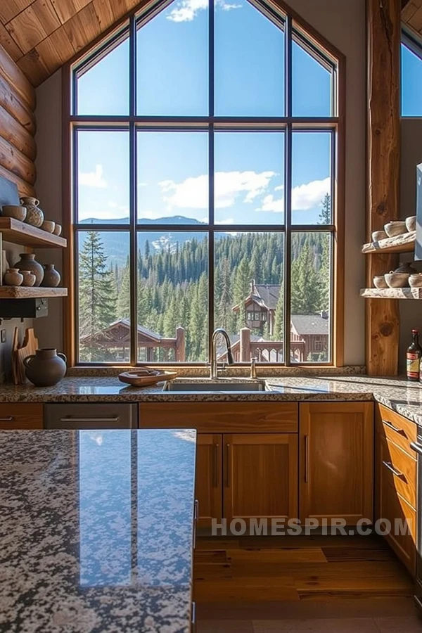 Natural Granite Feature in Mountain Kitchen