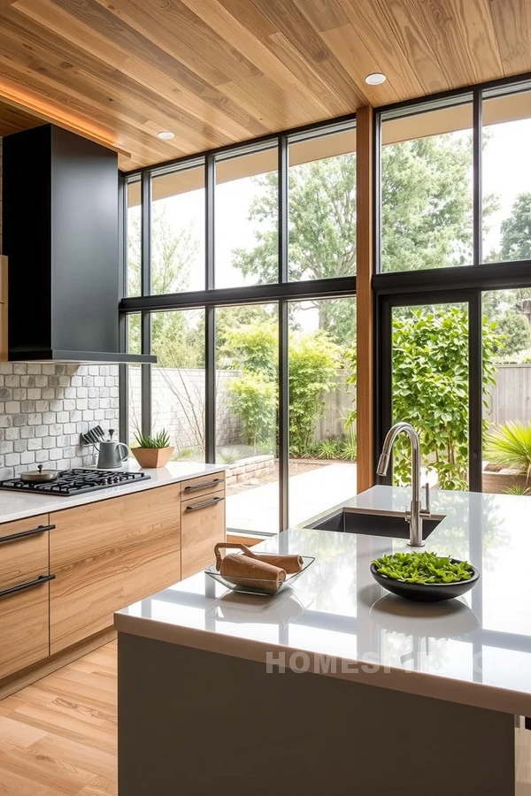 Natural Stone and Raw Wood Finish Kitchen