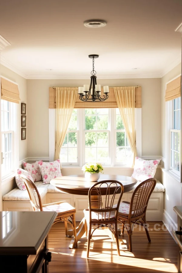 Natural Wicker and Classic Wood Table in Kitchen