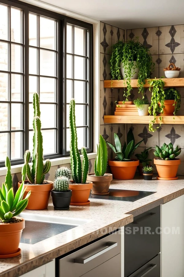 Natural Wood and Cacti in Kitchen Design