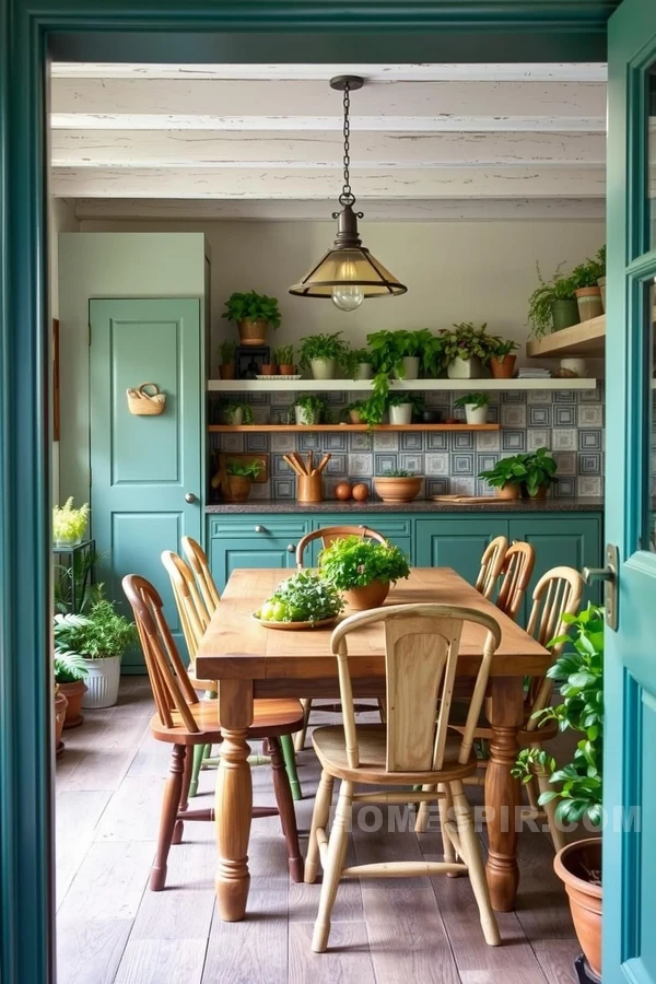 Nature-Infused Rustic Kitchen Dining Area