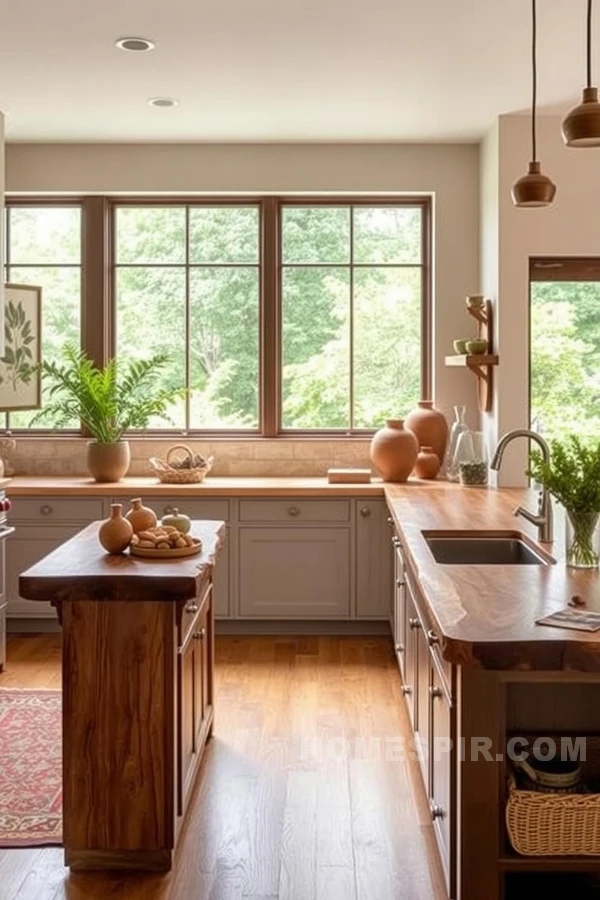 Nature-Inspired Kitchen with Earthy Tones