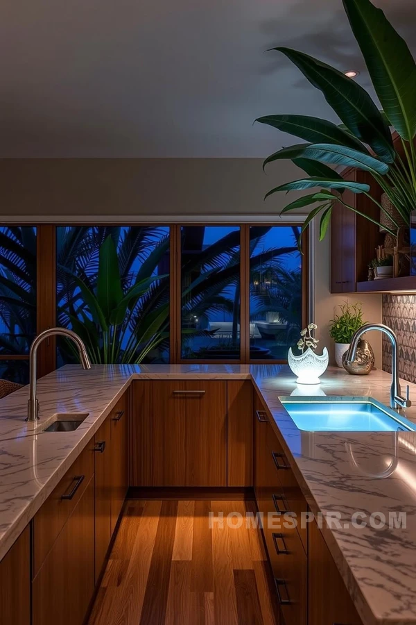 Nature-Inspired Tropical Kitchen Illumination