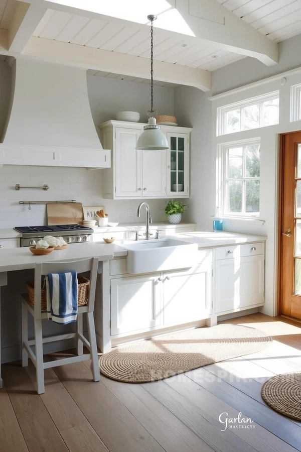 Nautical Accents in Airy Cottage Kitchen