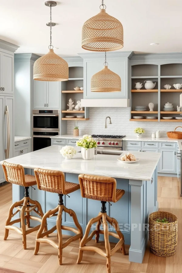 Nautical Elements in Coastal Open Kitchen