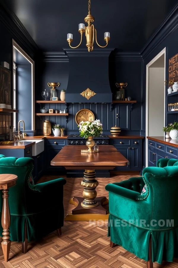 Navy and Emerald Victorian Kitchen Design