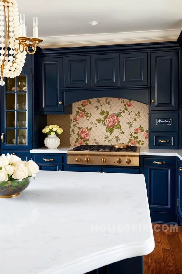 Navy Blue Cabinets with Classic Elegance