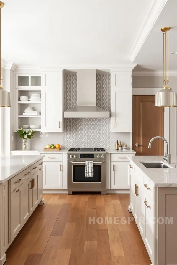 Neutral Palette and Bold Statements in Transitional Kitchen