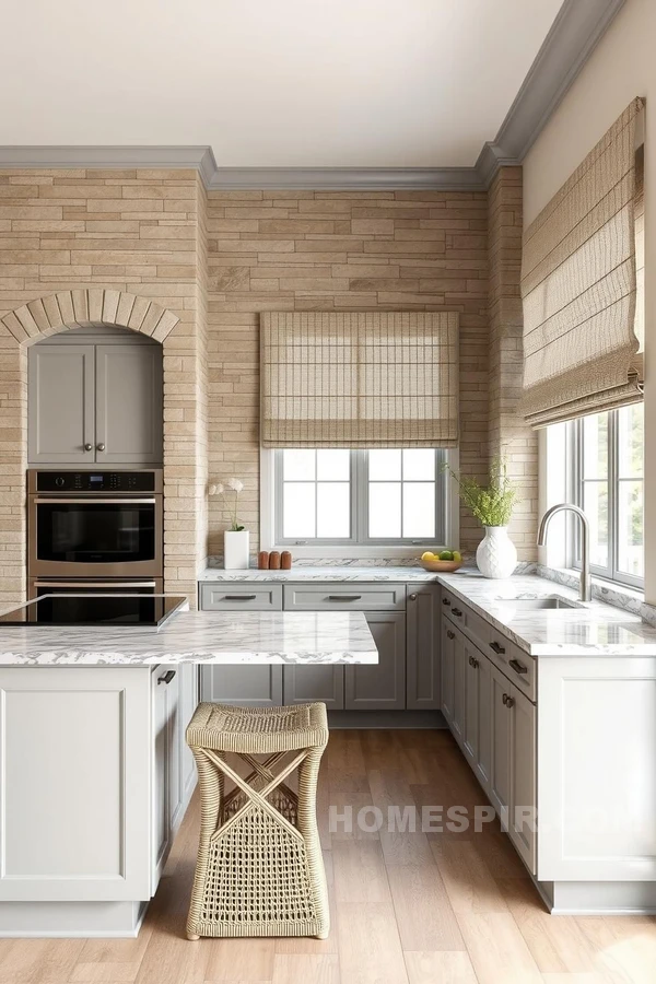 Neutral Palette in Textured Transitional Kitchen Space