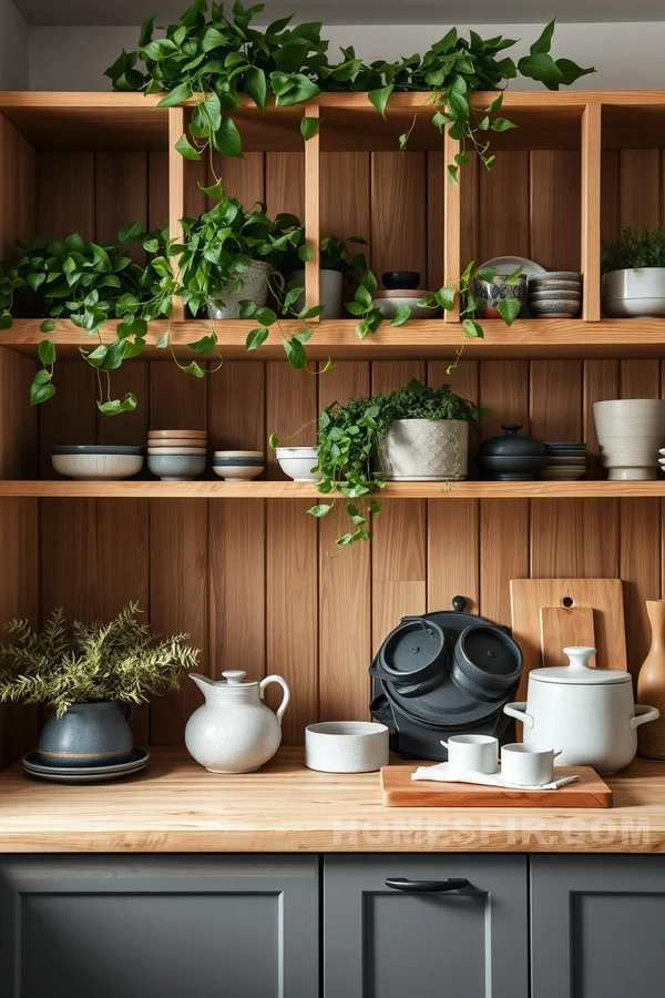 Nordic Minimalism Open Shelves with Greenery