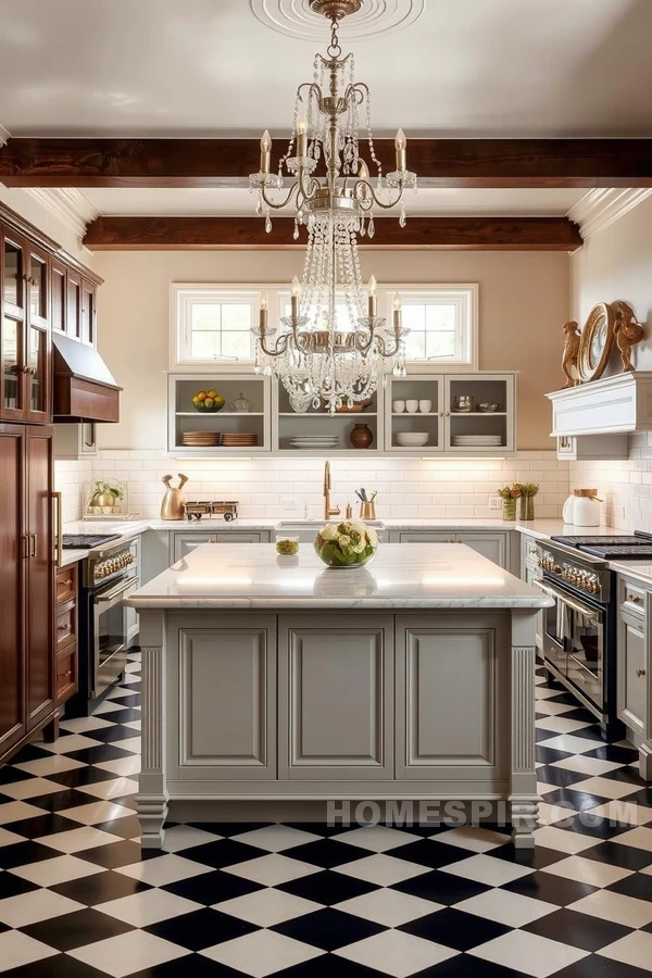 Nostalgic Glamour Open Kitchen Space