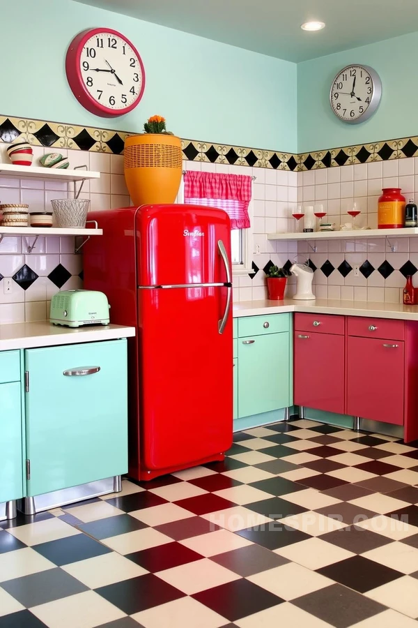 Nostalgic Kitchen with Retro Colored Appliances