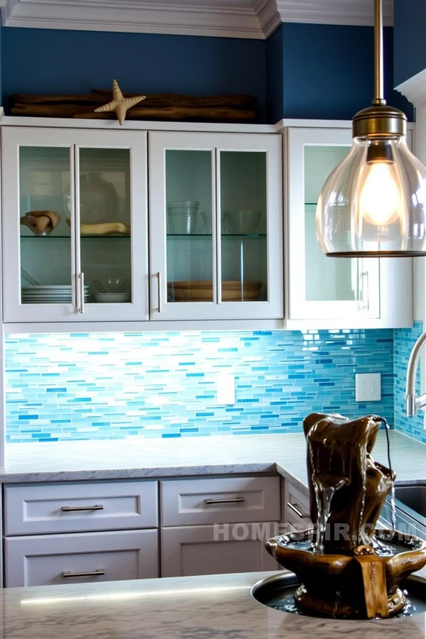 Oceanic Blue and White Zen Kitchen Design