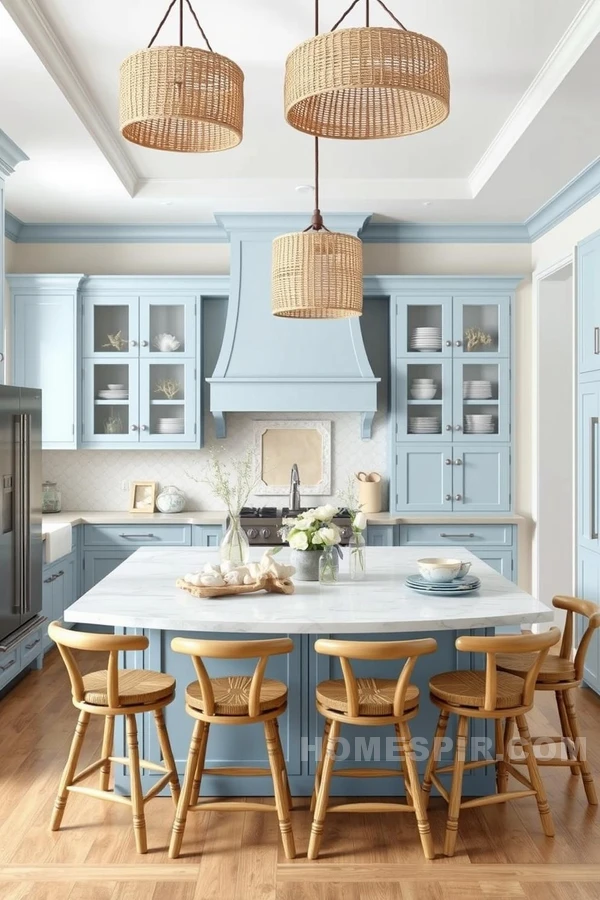 Oceanic Hues in Open Concept Kitchen