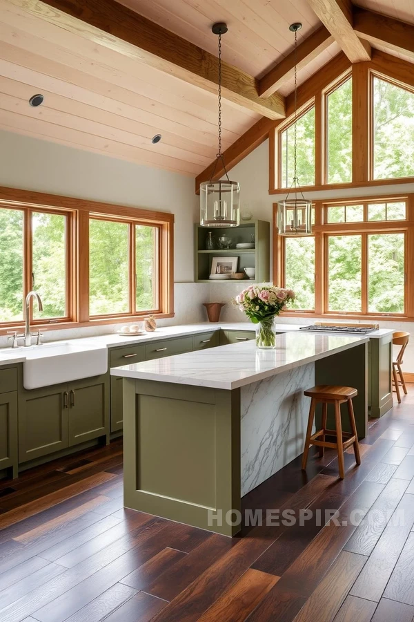 Olive Green and Dark Oak Craftsman Kitchen Haven