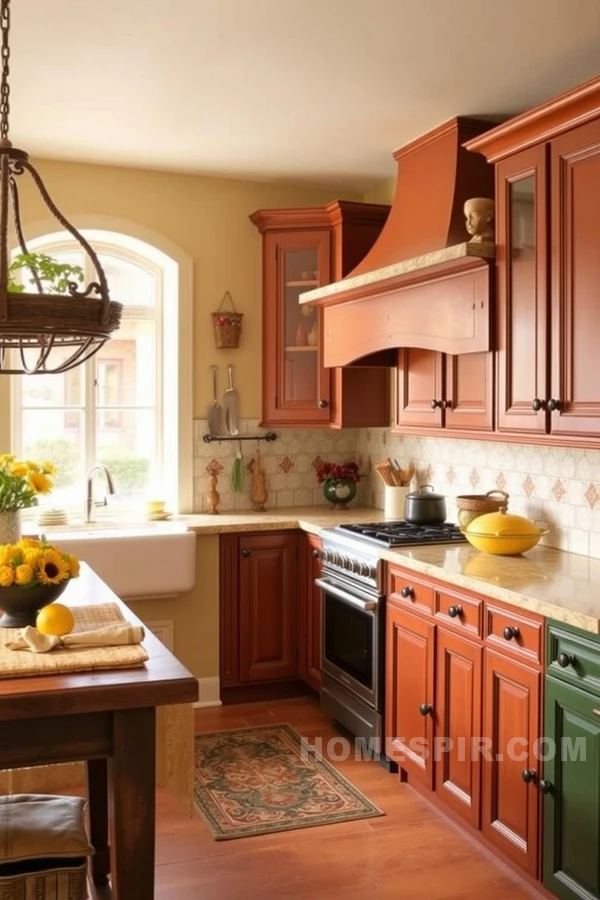 Olive Green and Sunflower Yellow in Tuscan Kitchens