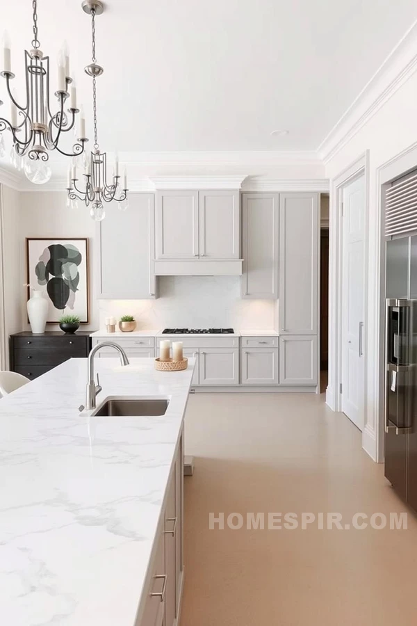 Open Concept Chic Kitchen with Grey Cabinets