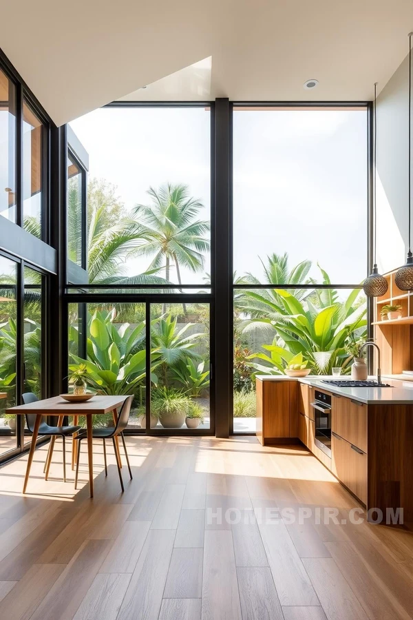 Open Plan Kitchen with Floor-to-Ceiling Glass