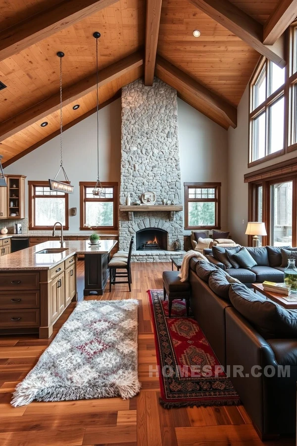 Open Plan Mountain Kitchen and Living Space