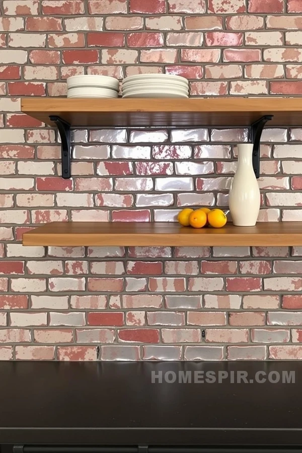 Open Shelving and Chipped Brick Textures in Kitchens