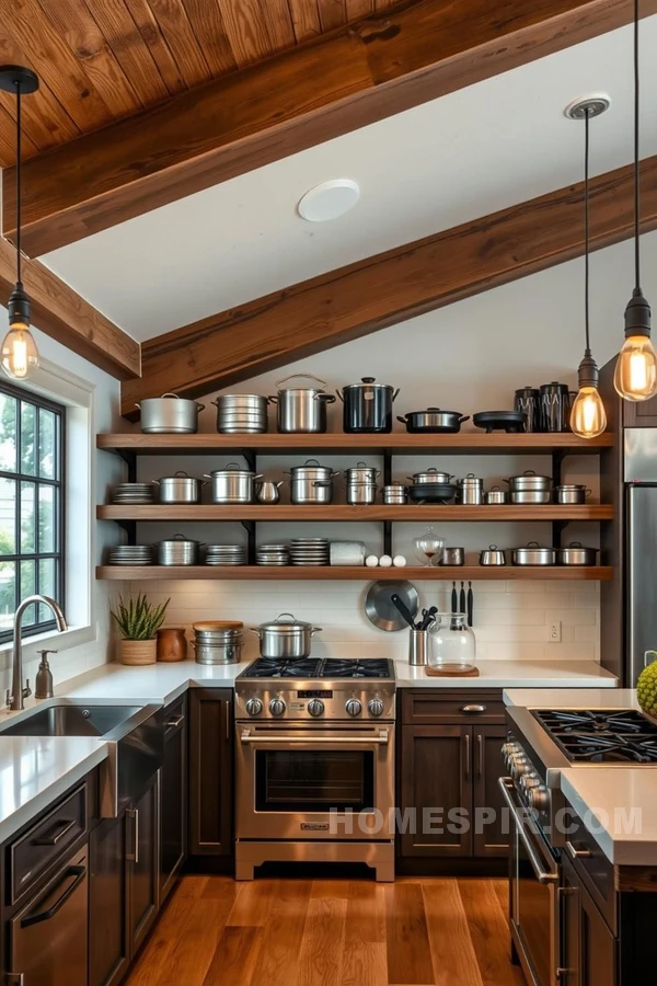 Open Shelving Displaying Vintage Cookware