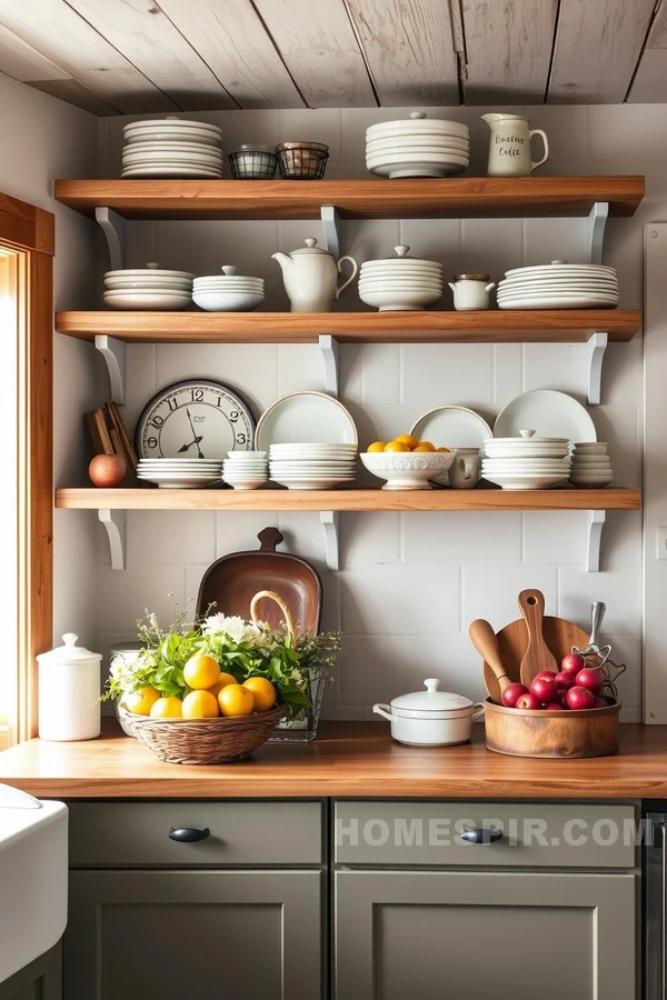 Open Shelving in Rustic Cabin Kitchen Decor