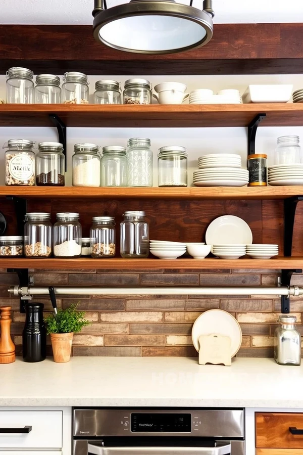 Open Shelving with Rustic Metal Supports