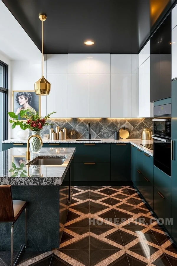 Opulent Art Deco Accents in Contemporary Kitchen