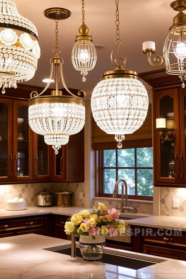 Opulent Lighting in Glamorous Kitchen Setting