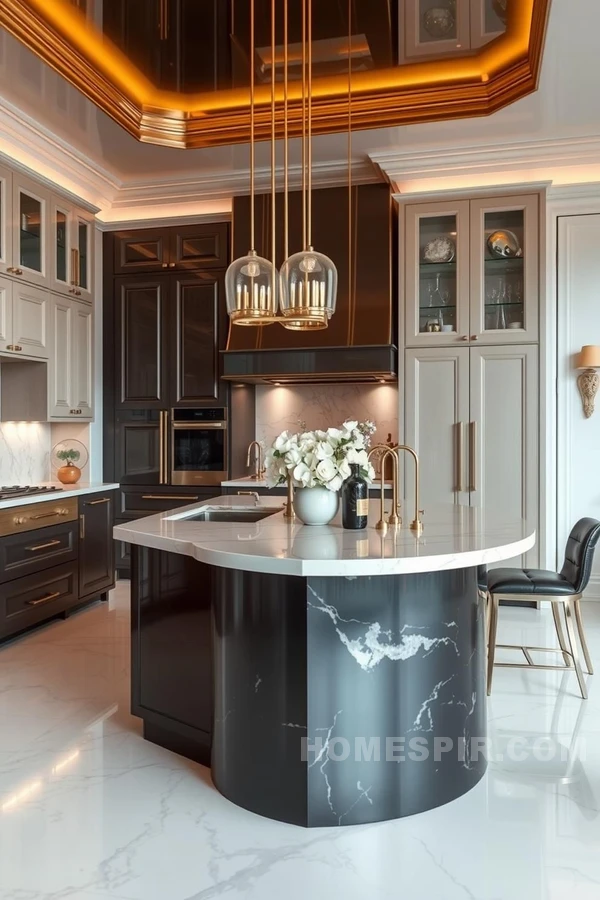 Opulent Marble Island Glam Kitchen Design