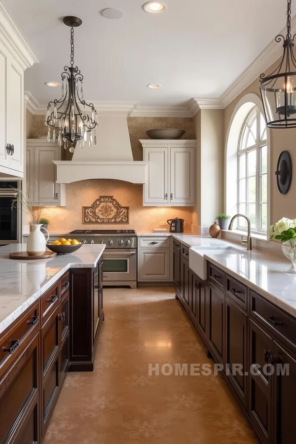 Opulent Mediterranean Kitchen with Wrought Iron Details