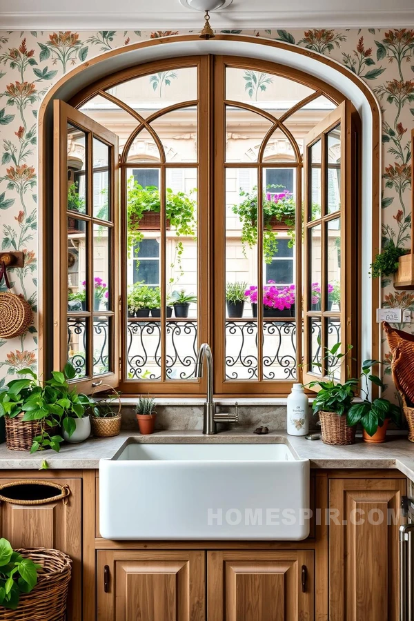 Organic Feel in Parisian Garden Kitchens