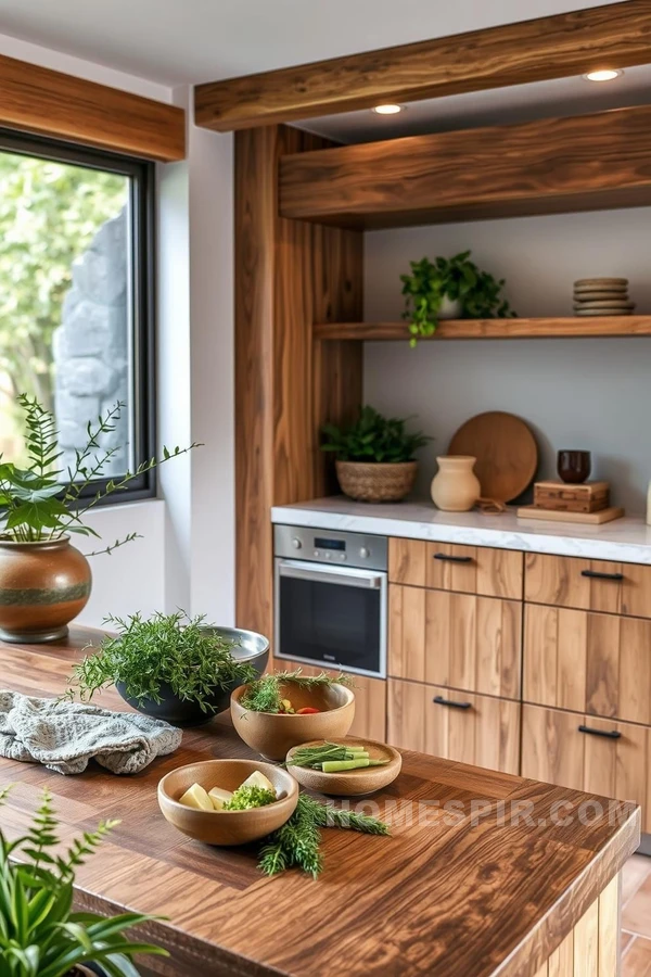 Organic Stone and Wood in Zen Kitchen