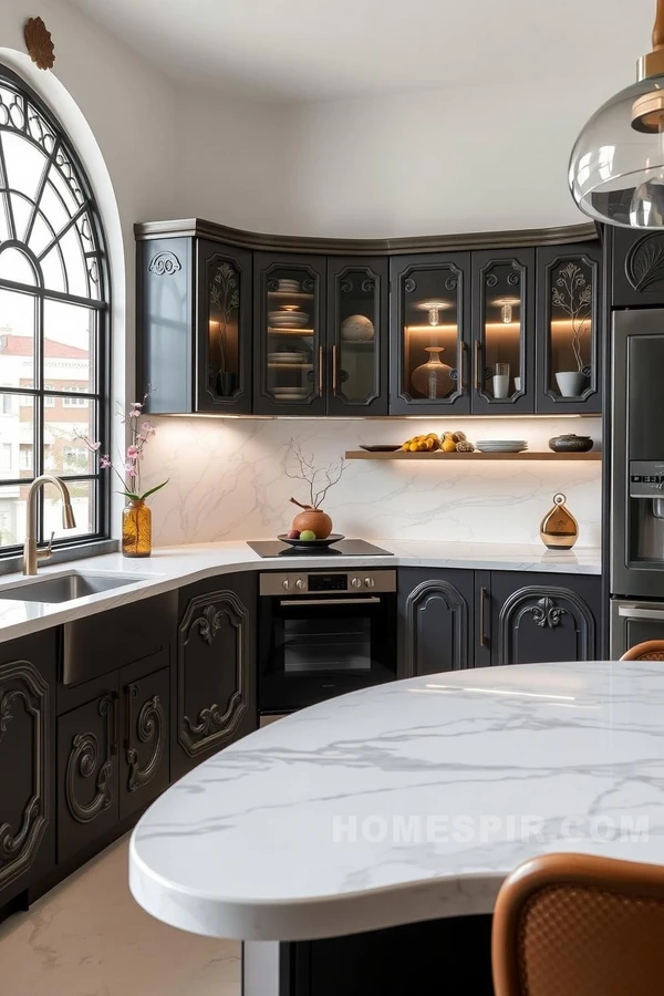 Ornate Cabinetry in Modern Urban Kitchen