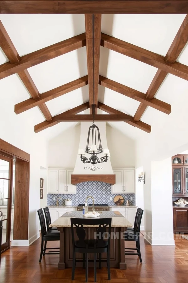 Ornate Lighting in Modern Tuscan Kitchen