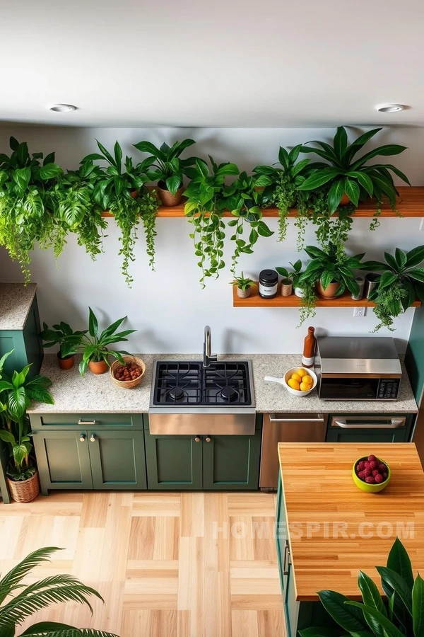 Overhead View of Tropical Rainforest Kitchen