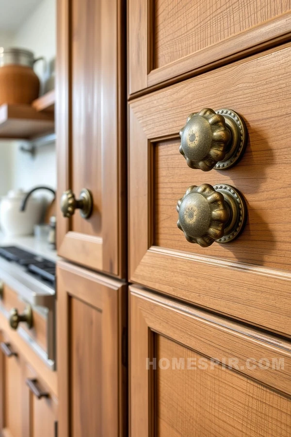 Oversized Drawer Pulls in Rustic Kitchens