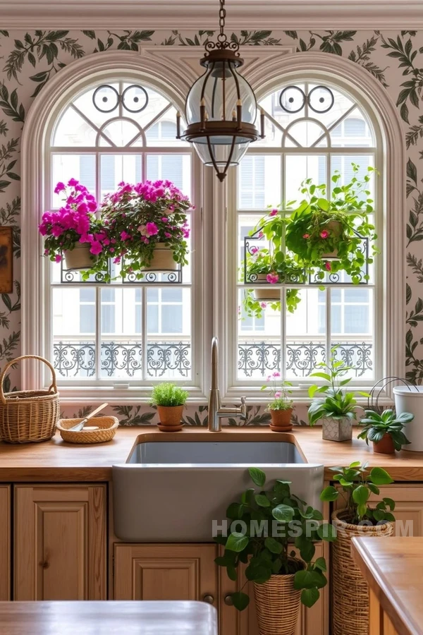 Parisian Garden Kitchen with Natural Woods