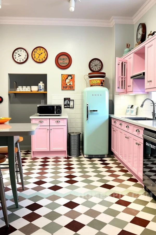 Pastel and Checkered Chic Kitchen