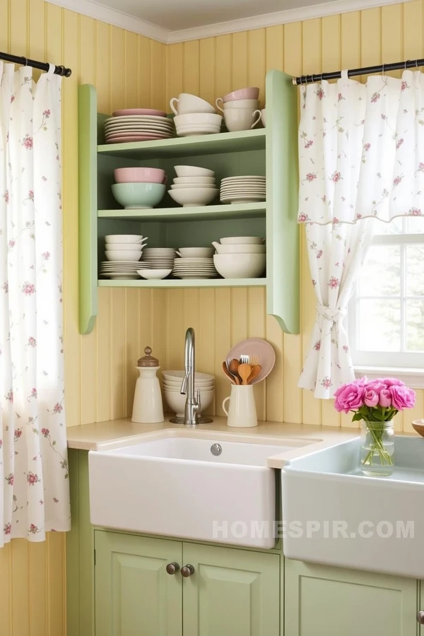 Pastel Charm in a Country Cottage Kitchen