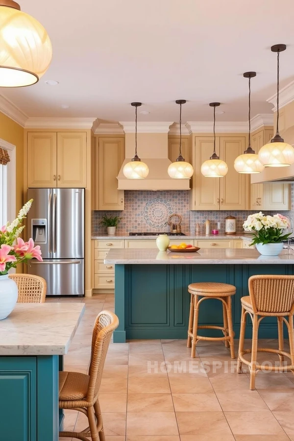 Pastel Corals and Yellows in Kitchen Decor