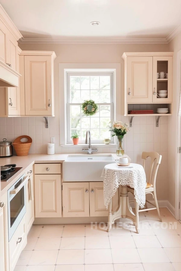 Pastel Cottage Kitchen With Farmhouse Sink