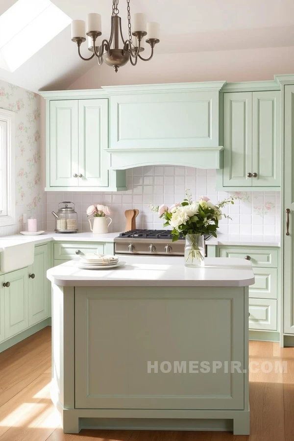 Pastel Cottage Kitchen with Mint Green Cabinets