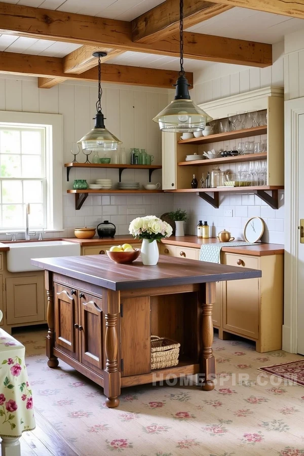 Pastel Cottage Kitchen With Rustic Elegance