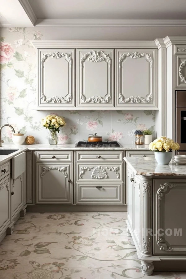 Pastel Floral Designs for Glam Kitchen Decor