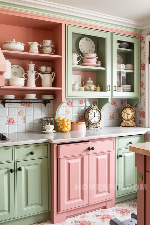 Pastel Hues in Vintage Paris Kitchens